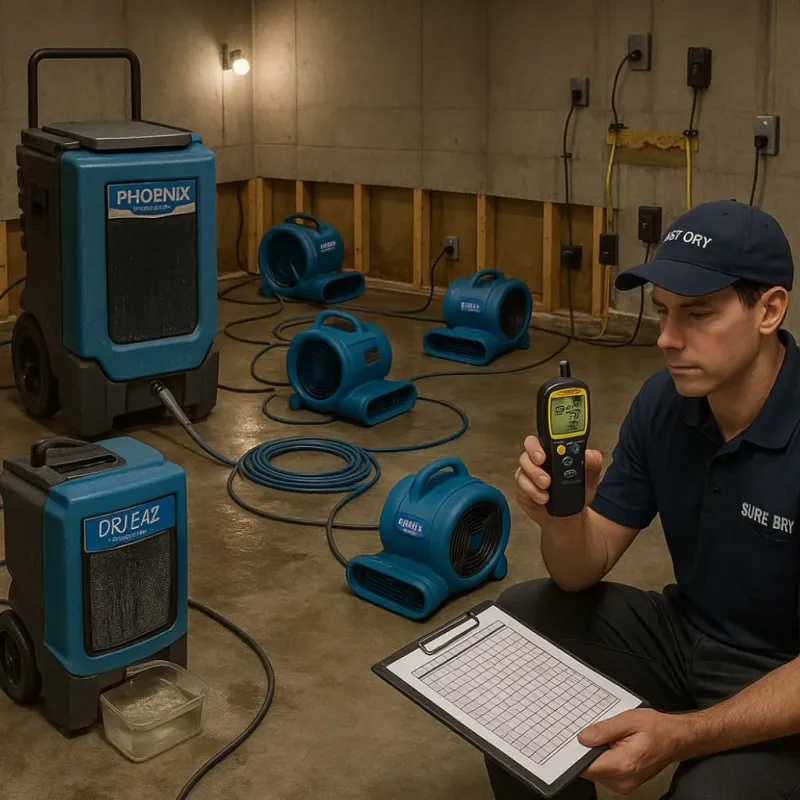 Structural Drying and Dehumidification process in Palmview South, TX